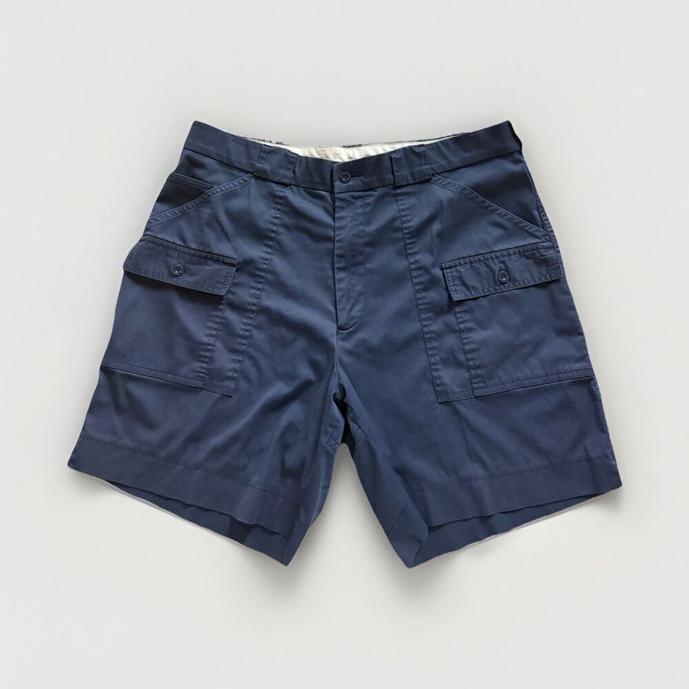 Vintage Sportif Men's Cargo Shorts Flat Front Twill Cargo Pockets Cotton Blend